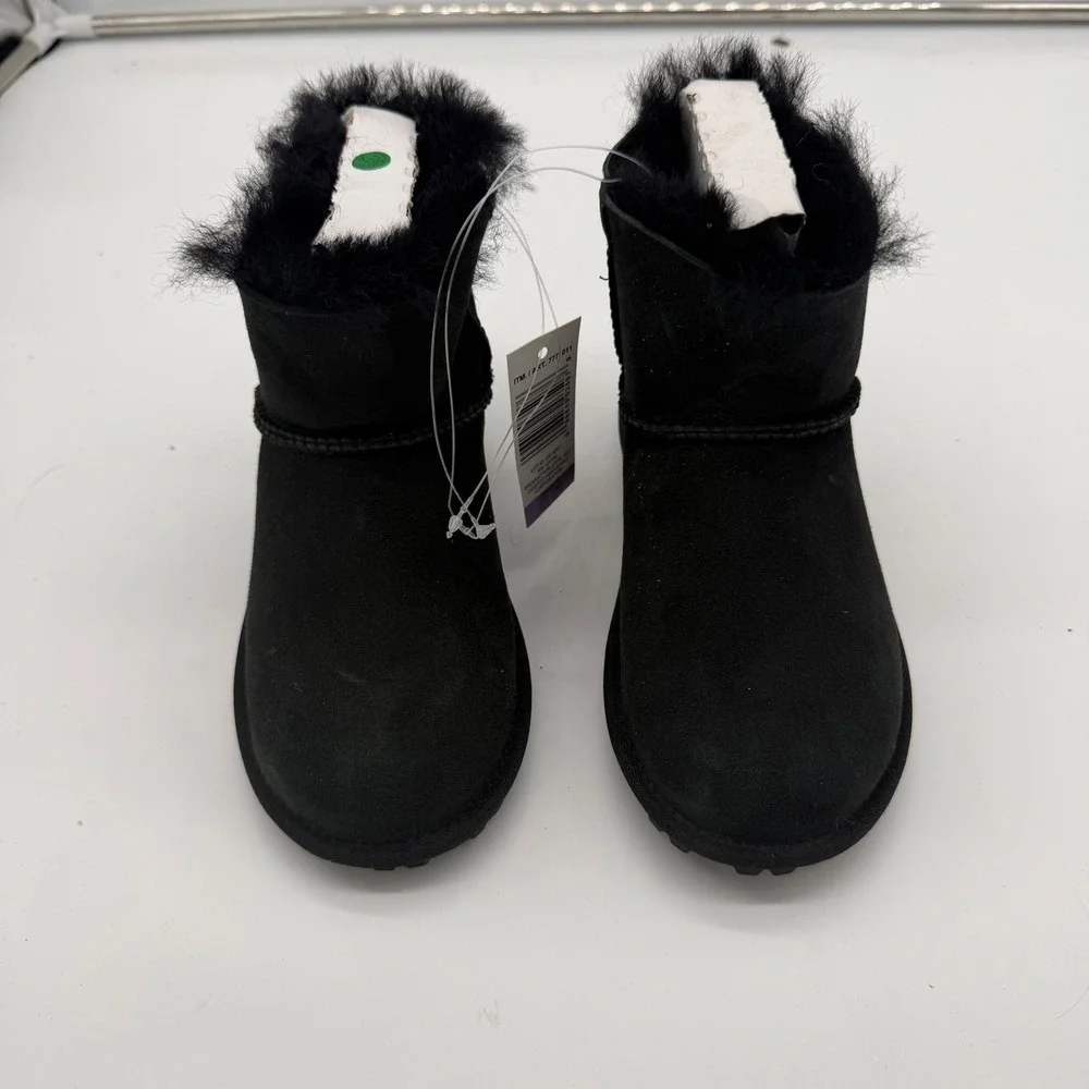 Kirkland Signature Kids Black Shearling Suede Ankle Boots US 13 7771011 NEW